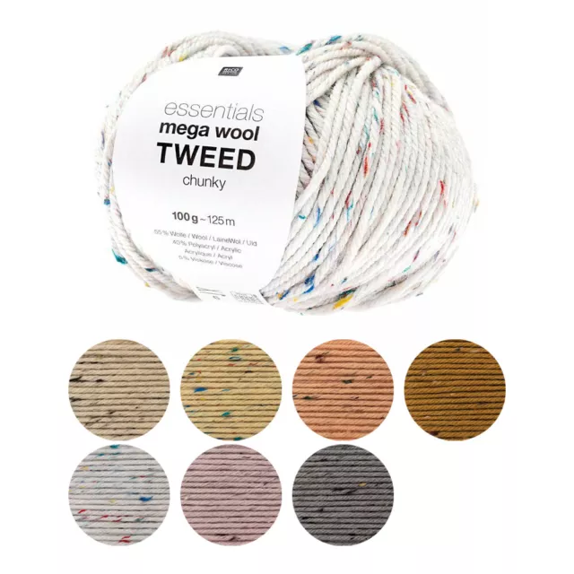 Rico Knitting Wool Yarn Essentials Mega Tweed Chunky Superwash Merino Crochet