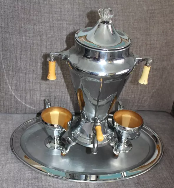 Art Deco Percolator Coffee Pot. S/C & Tray Manning Bowman & Co.  WORKING