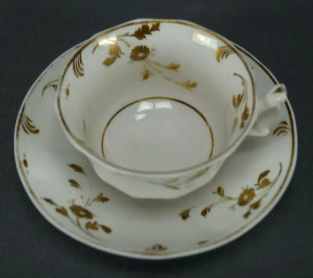 British English No 139 Pattern Gold Floral Bone China Tea Cup & Saucer C.1835