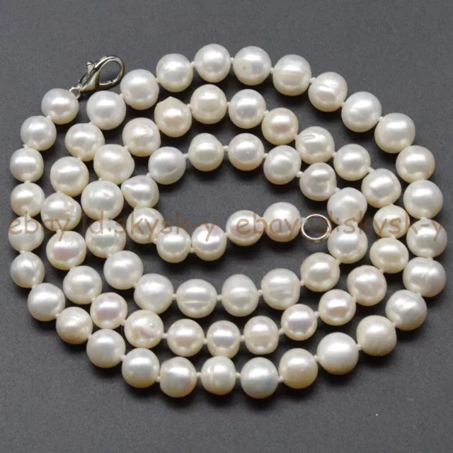 Natural Genuine White Akoya Freshwater Cultured Pearl Long Necklace 14-48 inch