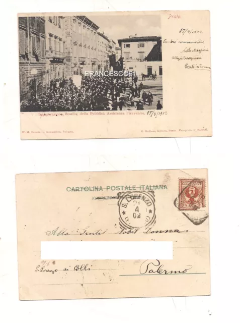 5050) cartolina PRATO Toscana 1902 INAUGURAZIONE VESSILLO PUBBLICA ASSISTENZA AV