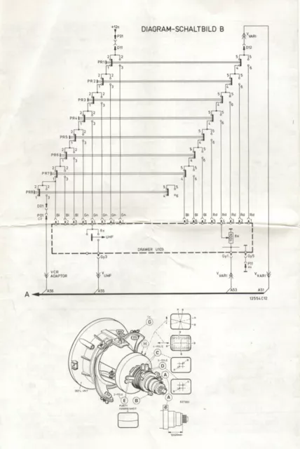 Original Television Circuit Diagram-Tube TV-text in GERMAN-55cmx30cm(both sides) 3