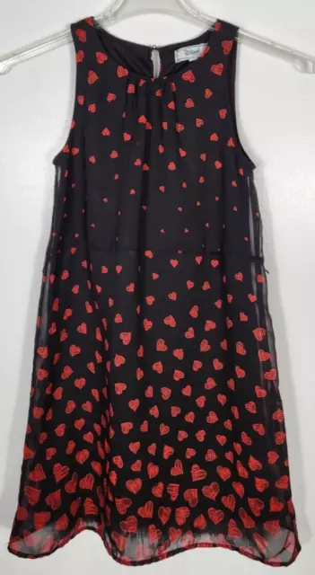 D-Signed Disney Girls Size 10/12 Black Dress Red Hearts Sleeveless MISSING BELT!