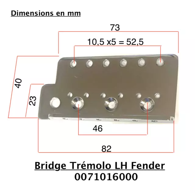 Bridge PLATE FENDER STRATOCASTER pour gaucher (LH) Mexican - chrome - 0071016000 2