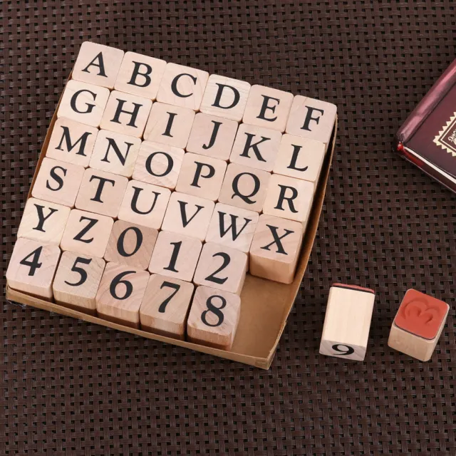 26 Alphabet Letters Stempelset + 10 Zahlen mit Holz Box DIY Geschenk