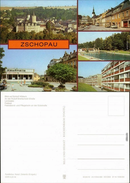 Zschopau Schloss Wildeck, Rudolf-Breitscheid-Straße, Leninplatz Freibad,   1986