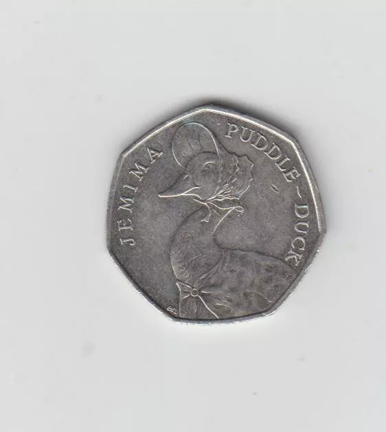 Scarce About Mint 2016 Elizabeth II Jemima Puddle-Duck 50 Pence, AUnc, Bag Marks