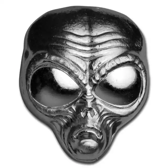 2 oz Hand Poured Silver - Alien Head (w/Custom Pouch)