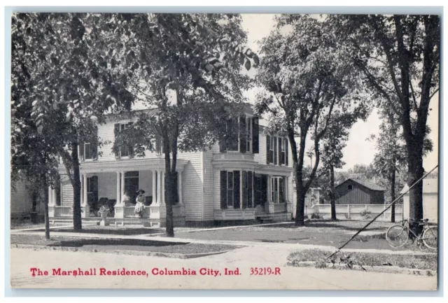 c1910 Marshall Residence Exterior Garden Field Columbia City Indiana IN Postcard