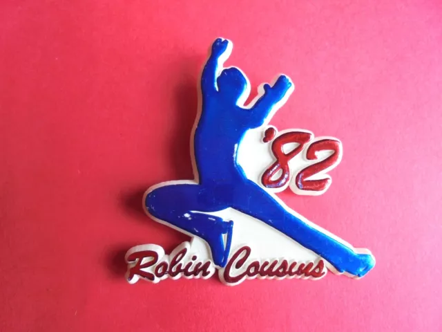 Vintage 1982 British Olympic Champion Figure Skater Robin Cousins Plastic Pin