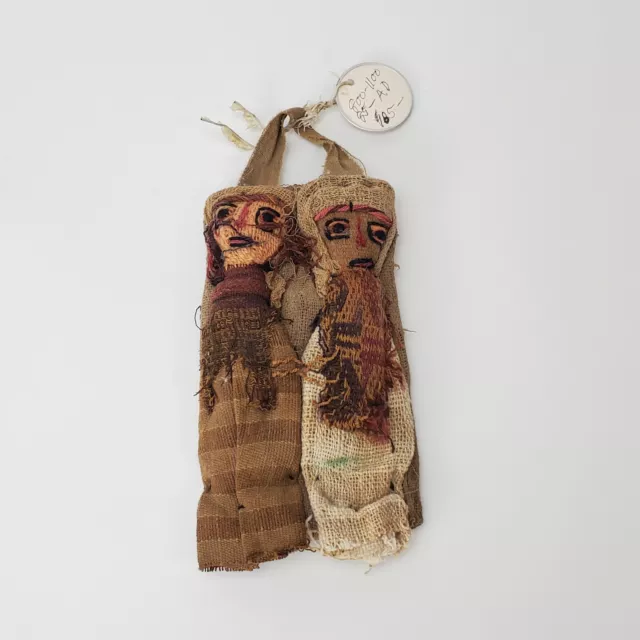 (2) Peruvian Doll Made From Pre Columbian Chancey Textiles Circa 0800- 1100 AD