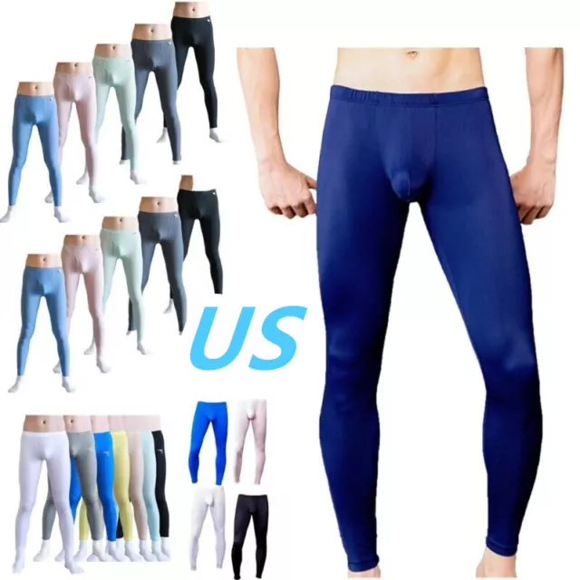 US Mens Compression Pants Stretchy Tights Trousers Solid Color Base Layer Pants