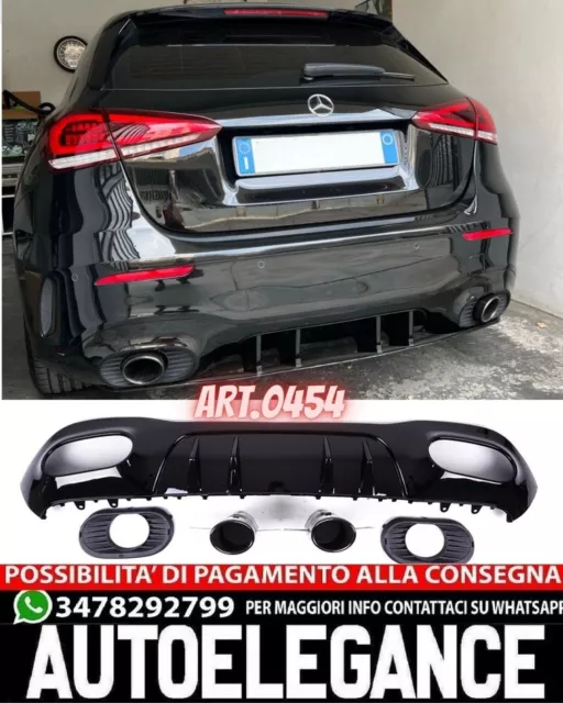 Mercedes A W177 2018+ Diffusore Posteriore Sotto Paraurti + Terminali A35 0224