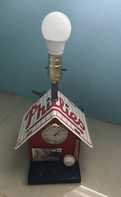 VINTAGE PHILLIES BASEBALL DESK LAMP. No shade. pre owned