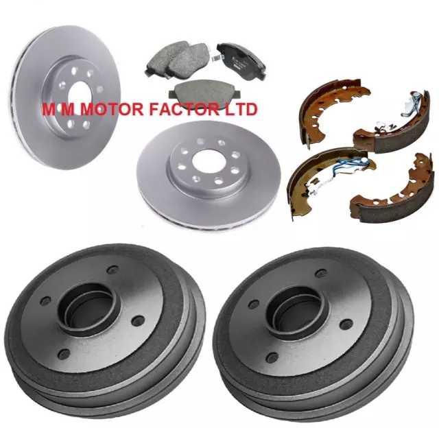 FOR VAUXHALL CORSA D (06-14) FRONT BRAKE DISCS & PADS + REAR DRUMS + SHOES 5door