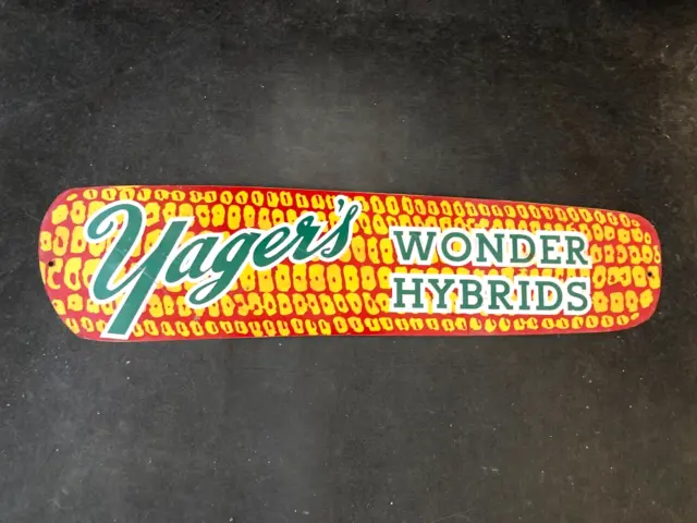 Vintage YAGER'S WONDER HYBRIDS SIGN Rare Old Advertising 13 1/2" x 4"