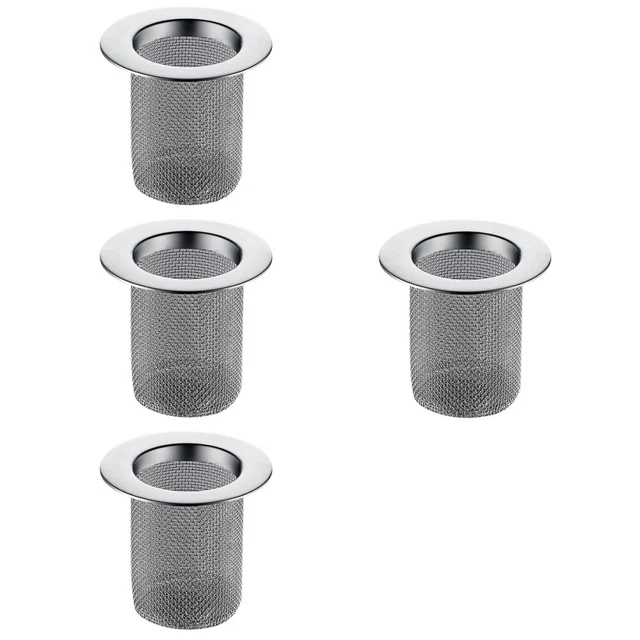 Seatery 4 filtri per lavello da cucina, rotondi da 15,2 cm, in silicone, tappo dell'acqua, filtro per lavello in acciaio inox da 11,4 cm, raccoglie scarti di cibo per cucina