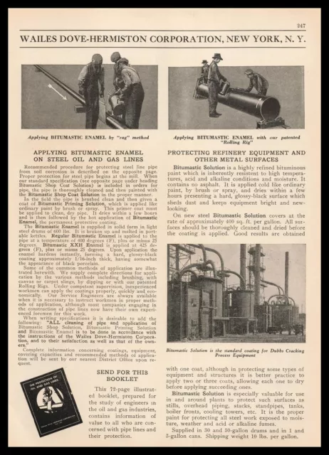1931 Wailes Dove Hermiston New York Bitumastic Enamel On Oil Gas Lines Print Ad