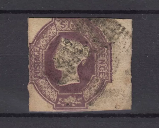 GB QV 1847 6d Mauve Embossed Cut Square SG58 Fine Used BP9539