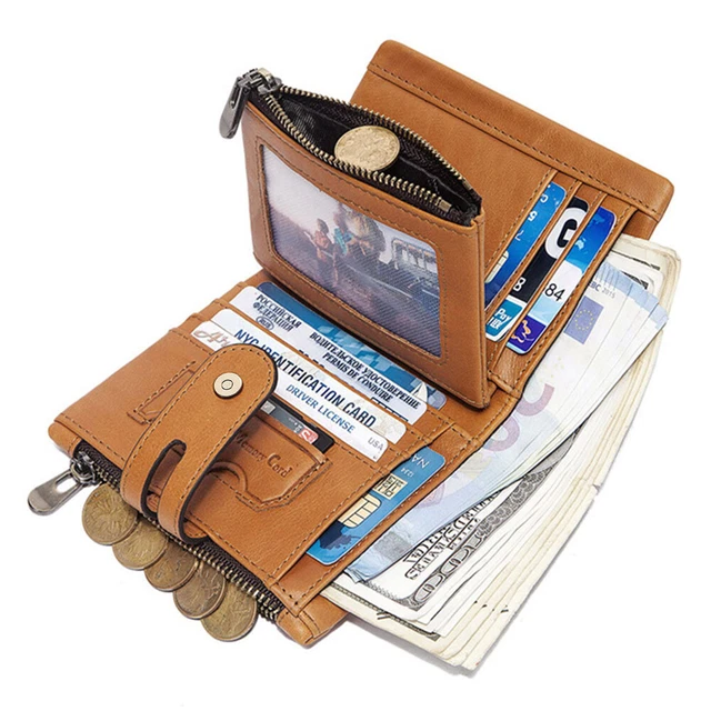 Mens Genuine Leather Wallet RFID Credit Card Holder Biker Trucker with Chain 3