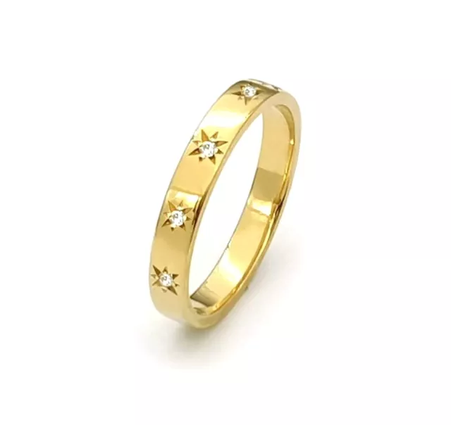 Polaris Diamond Ring in Solid Gold 9k,14k,18k North Star Compass Diamond Band