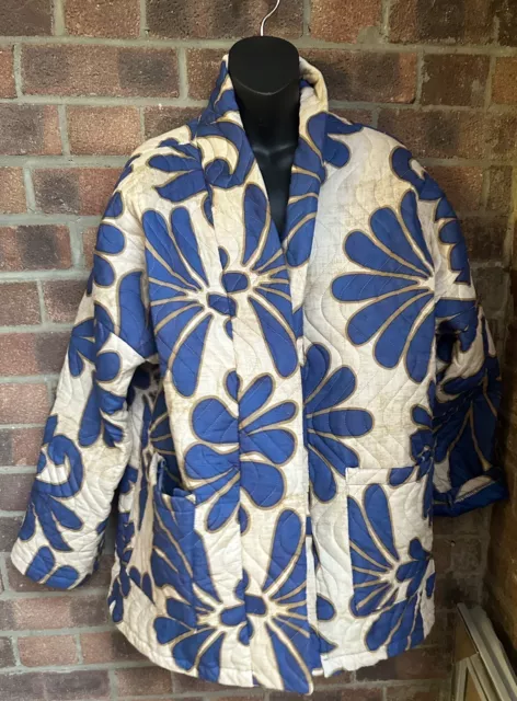 BNWT Beige & Blue Quilted Blazer Jacket Poheme Paris Plus Size 22 - 24 Cardi