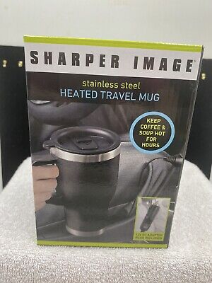Sharper Image - Stainless Steel Heated Travel Mug Black