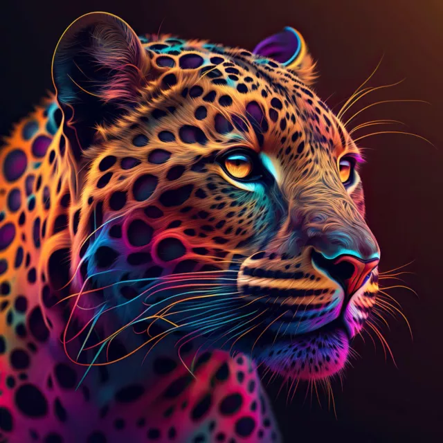 Leopard in Neonfarben. Generative KI. (199279898) [...]