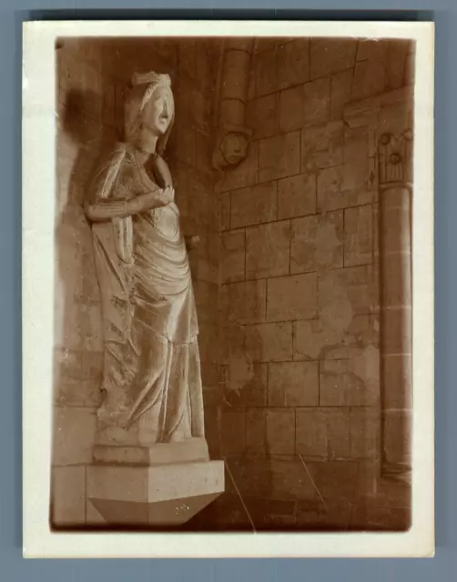 France, Nesles la Vallée (Val d&#039;Oise), Statue of Ste Ana Vintage Silver PR