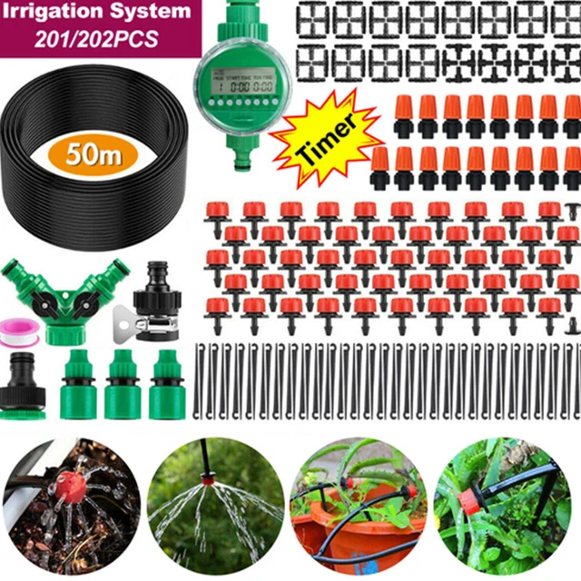 50M HOSE GARDEN Irrigation System with Timer Plant Watering DIY Micro