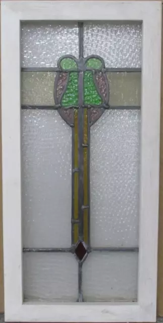 MIDSIZE OLD ENGLISH LEADED STAINED GLASS WINDOW Cute Abstract 12.75" x 26"