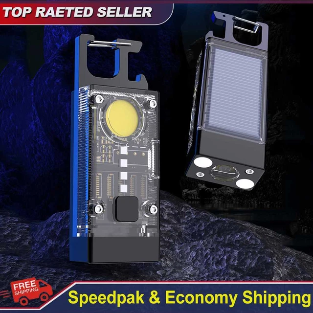 LED COB Keychain Light 500LM Solar Type-C USB Rechargeable Camping Light 500mAh