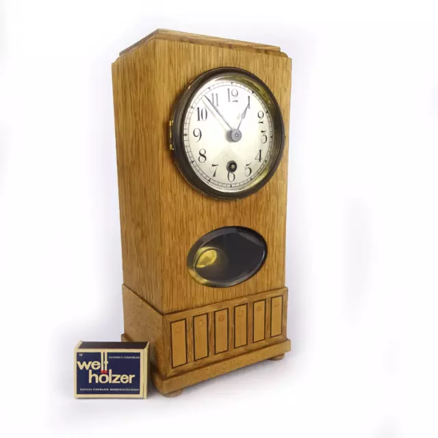 Art Déco JUNGHANS, Tisch-Uhr Kaminuhr, Pendeluhr, mit Schlüssel um 1924-1939