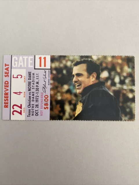 1972 Notre Dame Vs Tcu Horned Frogs Ncaa College Football Ticket Stub Rare Old !