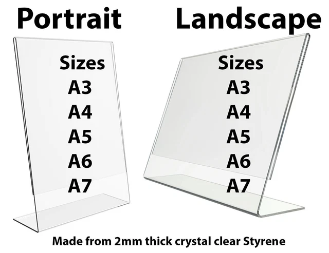 Acrylic Counter Poster Holder Perspex Leaflet Display Stand A3 A4 A5 A6 & A7