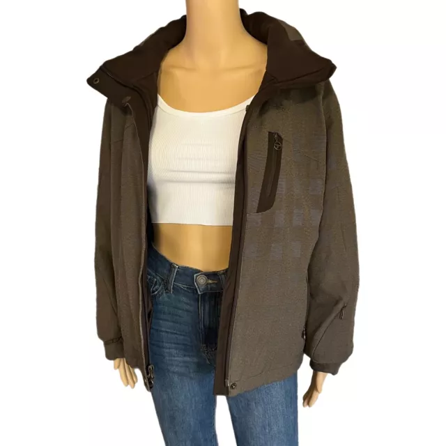 Columbia Sportswear Omni Tech Titanium Jacket Womens Medium Brown Hooded Parka