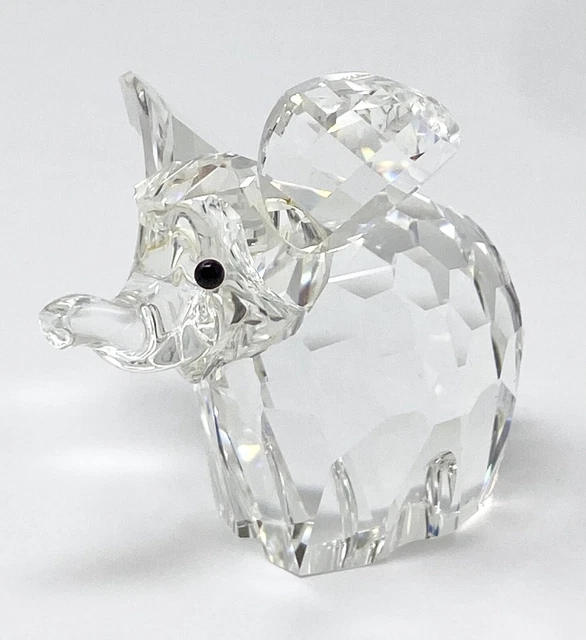 Vintage SCS Swarovski 015169 Elephant Large w/Frosted Tail Crystal Figurine