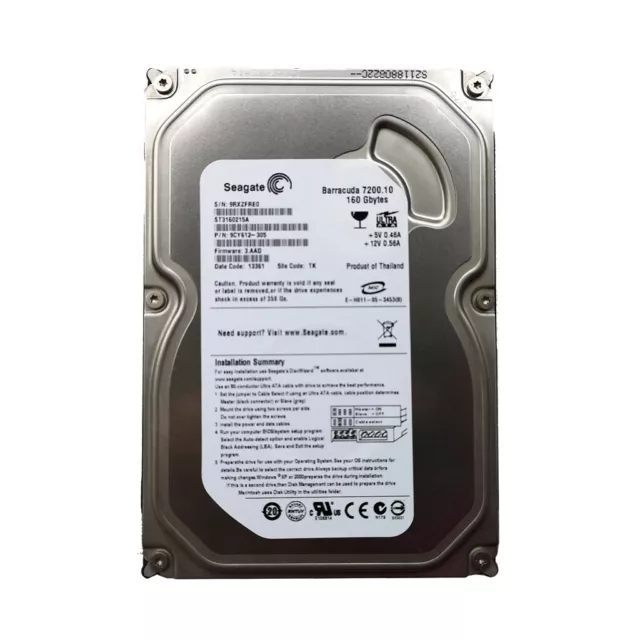 Seagate 160GB ST3160215A 7200RPM IDE ATA-100 3.5" Desktop HDD Hard Disk Drive