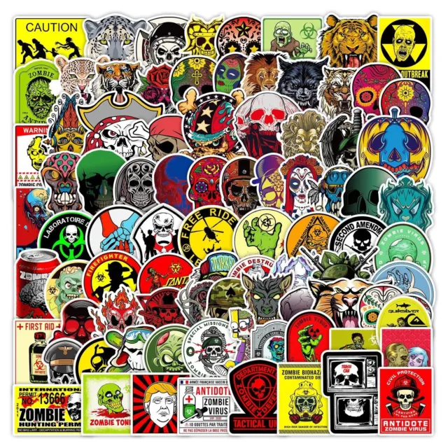 UK 100 Skull Cool Sticker Pack Decal Vinyl Guitar Luggage Tide Skateboard Laptop