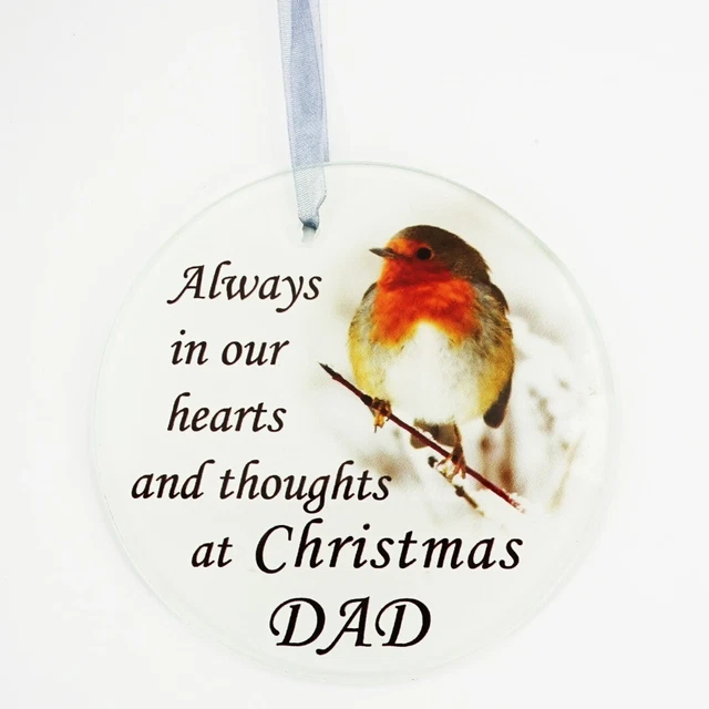 Dad Christmas Robin Memorial  Tree Hanging Decoration Gift Plaque Momento Tribut