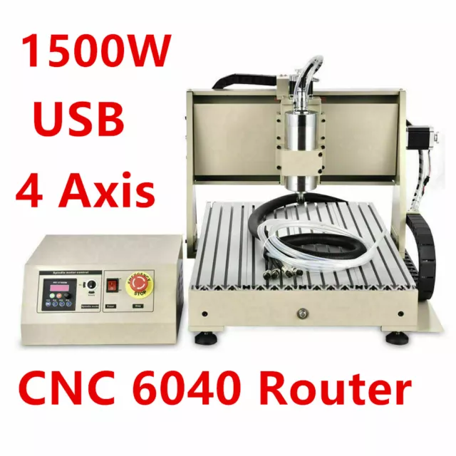 1500W VFD USB 6040 4 Axis CNC Router Metal Engraving Machine Drilling Milling US