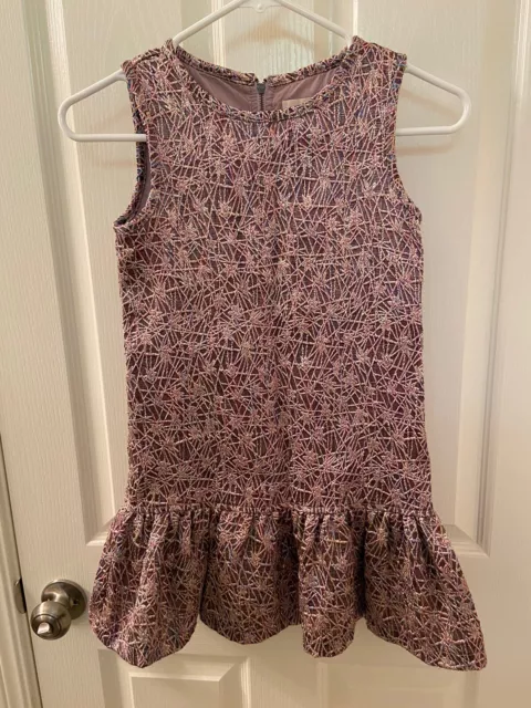 Peek Kids Metallic Brocade Drop Waist Dress Girls Size Medium 6-7 Years