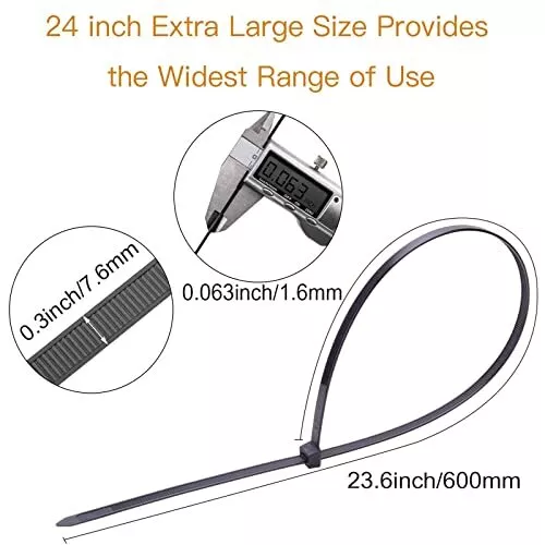24 INCH ZIP ties heavy duty black cable ties 50pcs large 24inch(Width0 ...