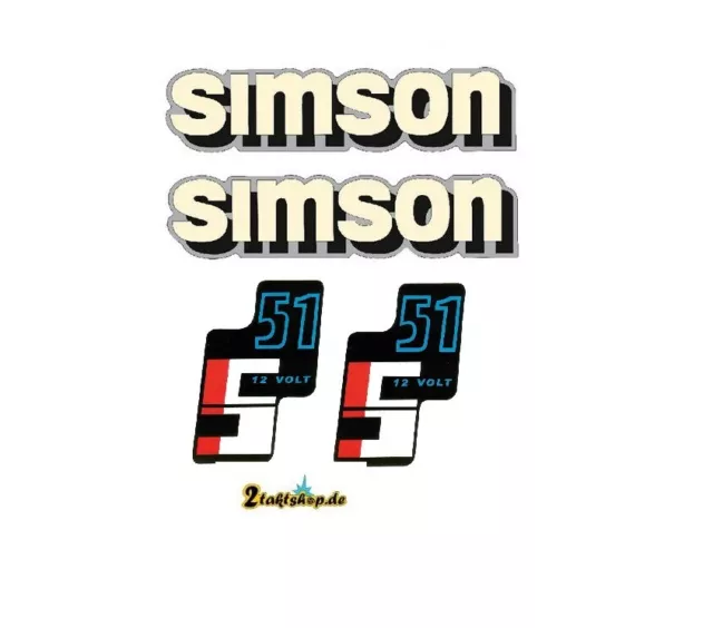 4 teiliges Dekorset Simson S51B Retro Aufkleber Set DDR Style : :  Auto & Motorrad