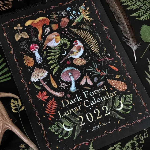 DARK FOREST LUNAR Calendar Art Moon Calendar National Park Creatures