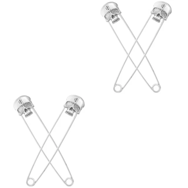 4 Stück Legierung dekorativ Chic Anstecknadel für Pullover mit Totenkopf