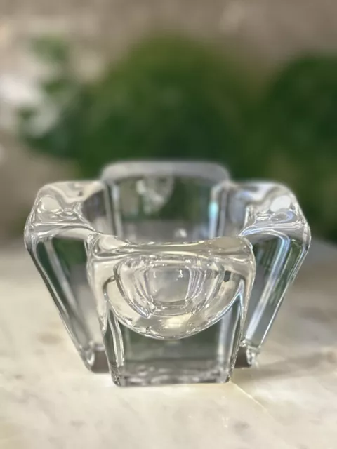 Orrefors Sweden Clear Crystal Max Cross Votive Candle Holder By Anna Ehrner