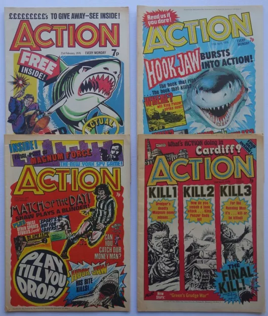 Action comic Feb-Apr 1976 x 4 (from #2) Pre-ban One incomplete, rest GD/VG-VG/FN