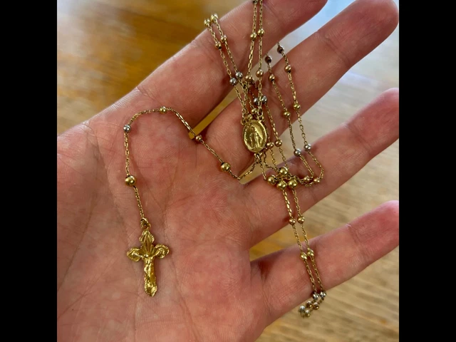 rosary necklace women 14k gold chain rosary necklace women 14k gold chain