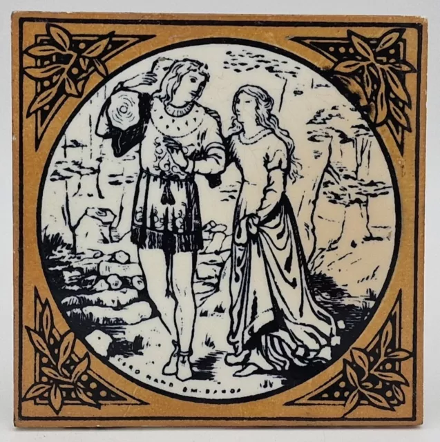 Antique Fireplace Tile by Minton Hollins & Co Fernando & Miranda C1875